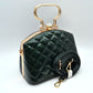 Quilted Top-Handle Handbag with Detachable Shoulder Strap