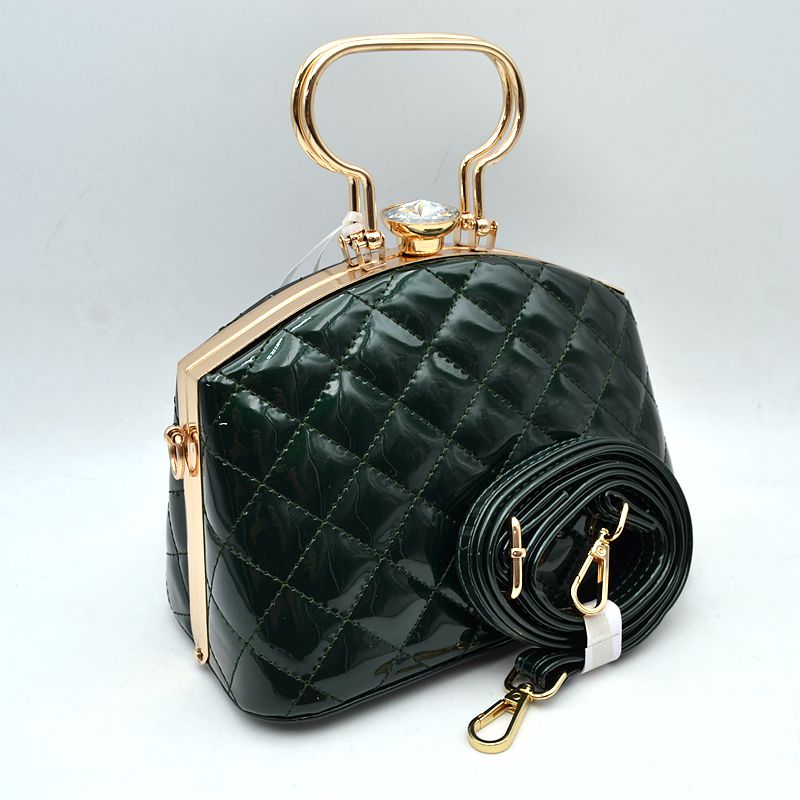 Quilted Top-Handle Handbag with Detachable Shoulder Strap