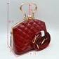 Quilted Top-Handle Handbag with Detachable Shoulder Strap