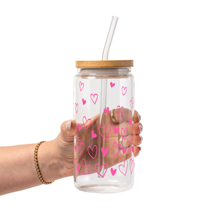 Confetti Hearts Valentine Glass Cups