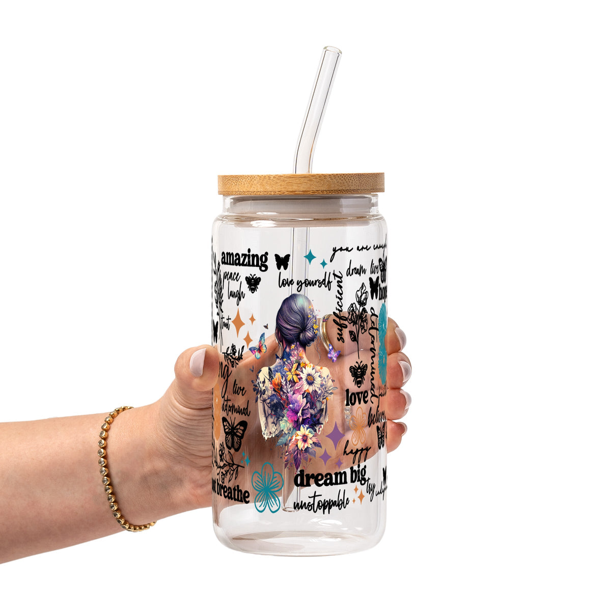 Flower Affirmations Glass Cups