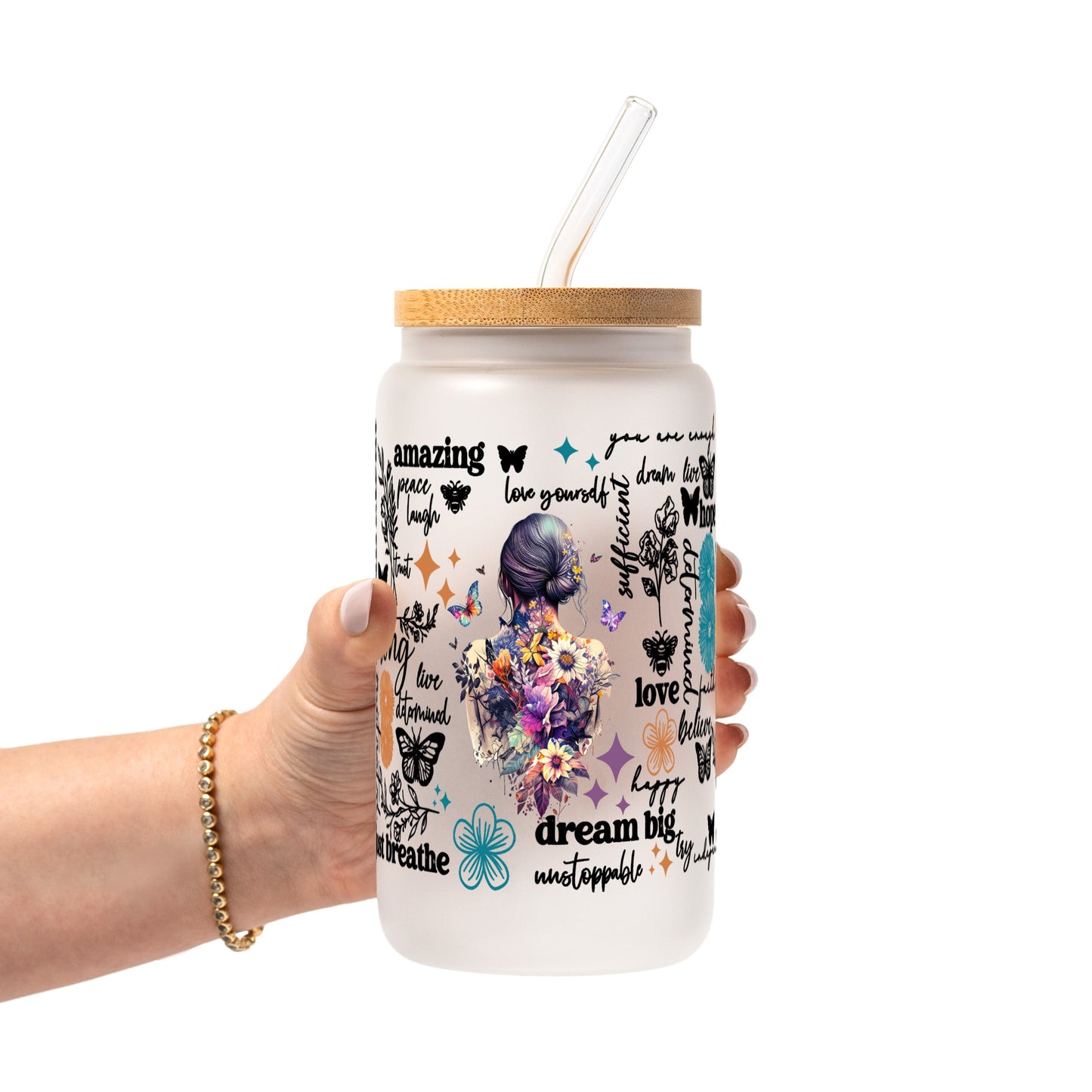Flower Affirmations Glass Cups