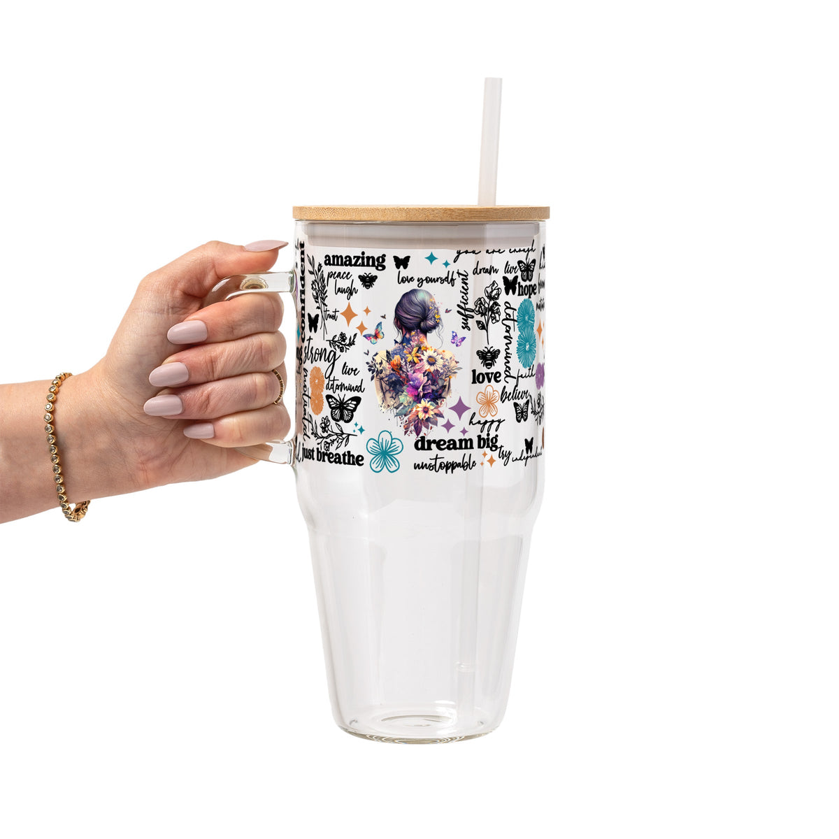 Flower Affirmations Glass Cups