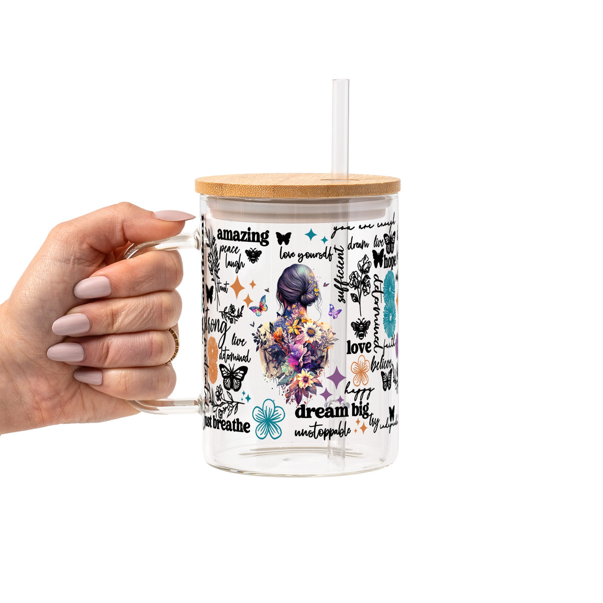 Flower Affirmations Glass Cups