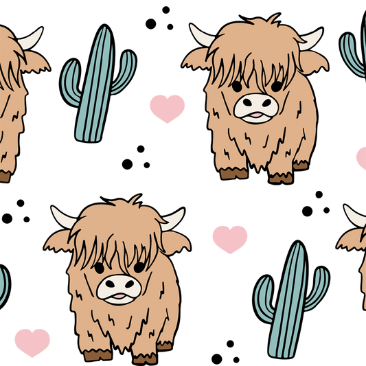 Vasos de vidrio Fluffy Highland Cow con cactus