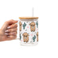 Fluffy Highland Cow With Cacti Glass Cups