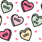 Valentines Day Candy Hearts Glass Cups