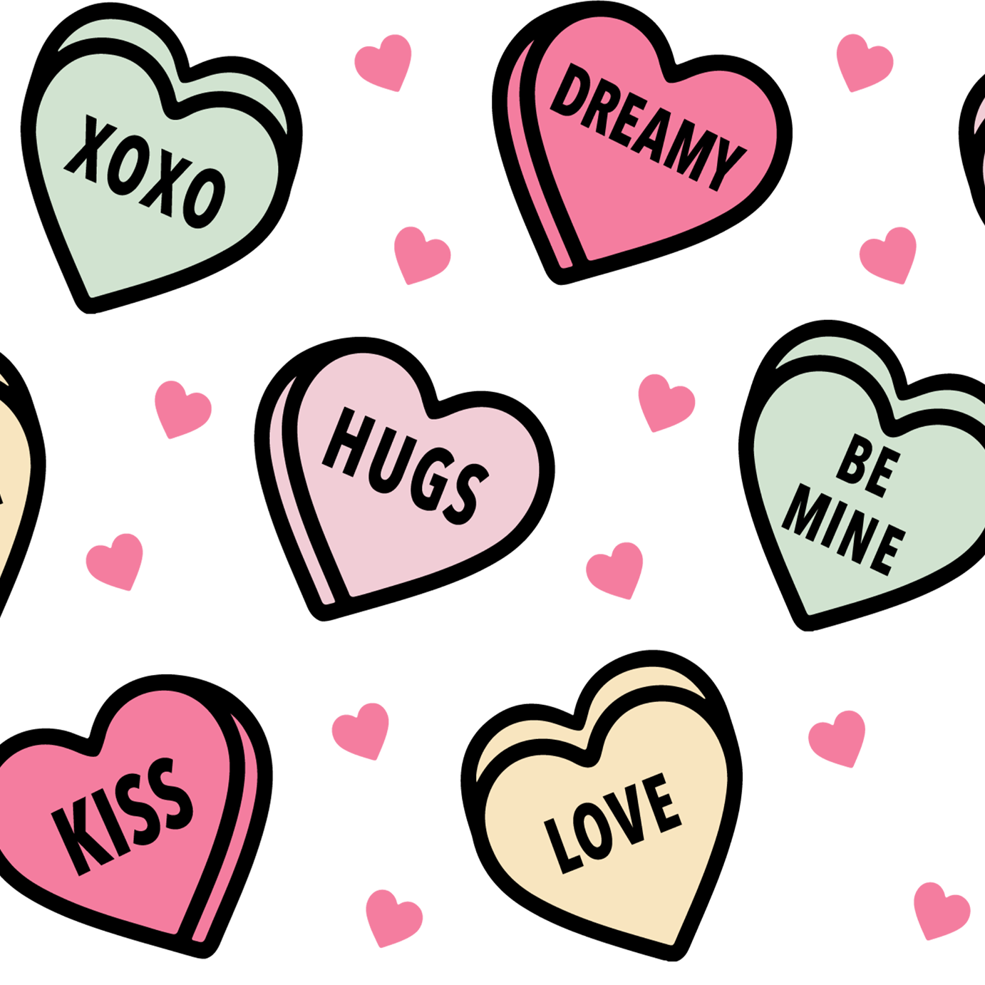 Valentines Day Candy Hearts Glass Cups