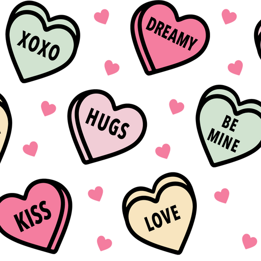 Valentines Day Candy Hearts Glass Cups