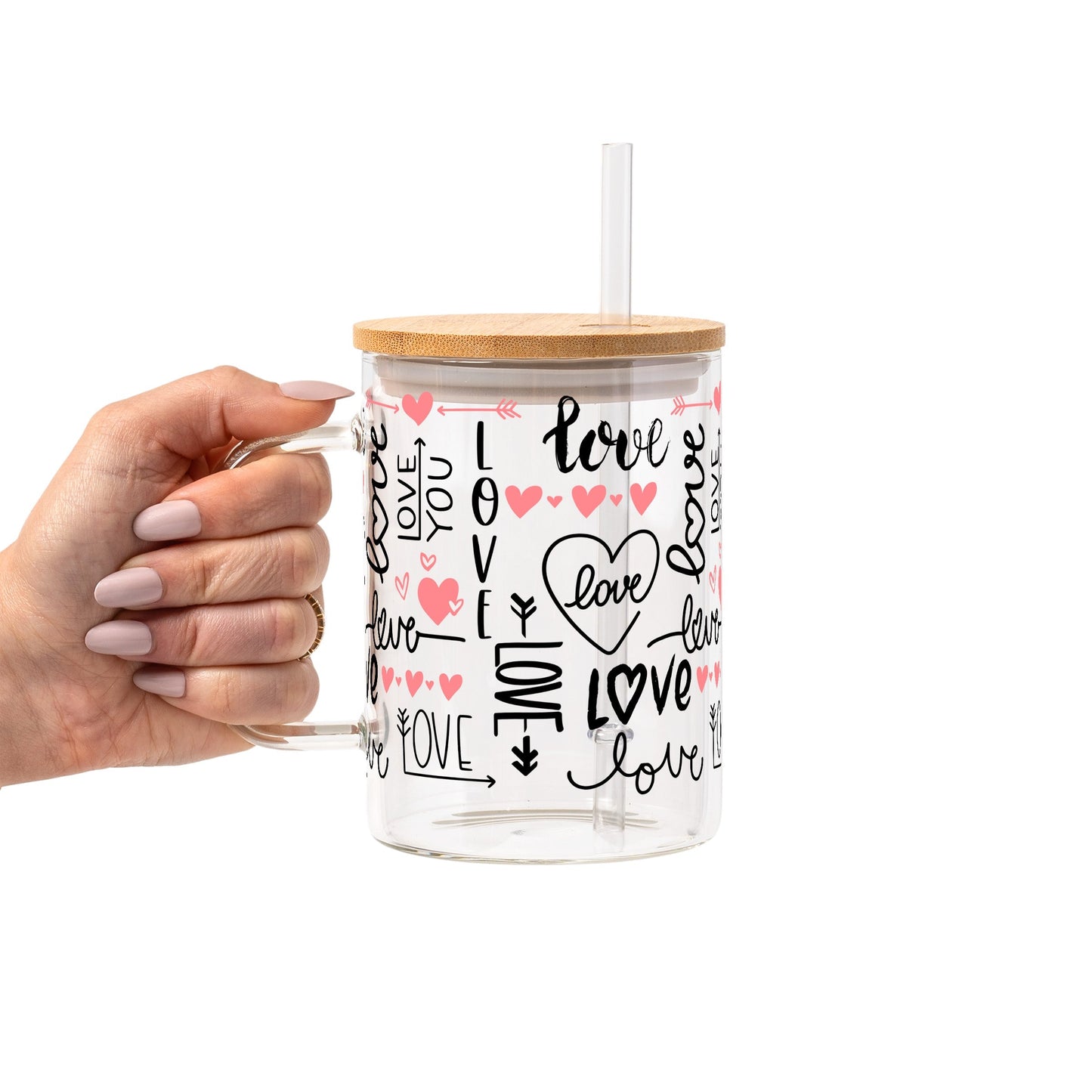 Love Script Glass Cups