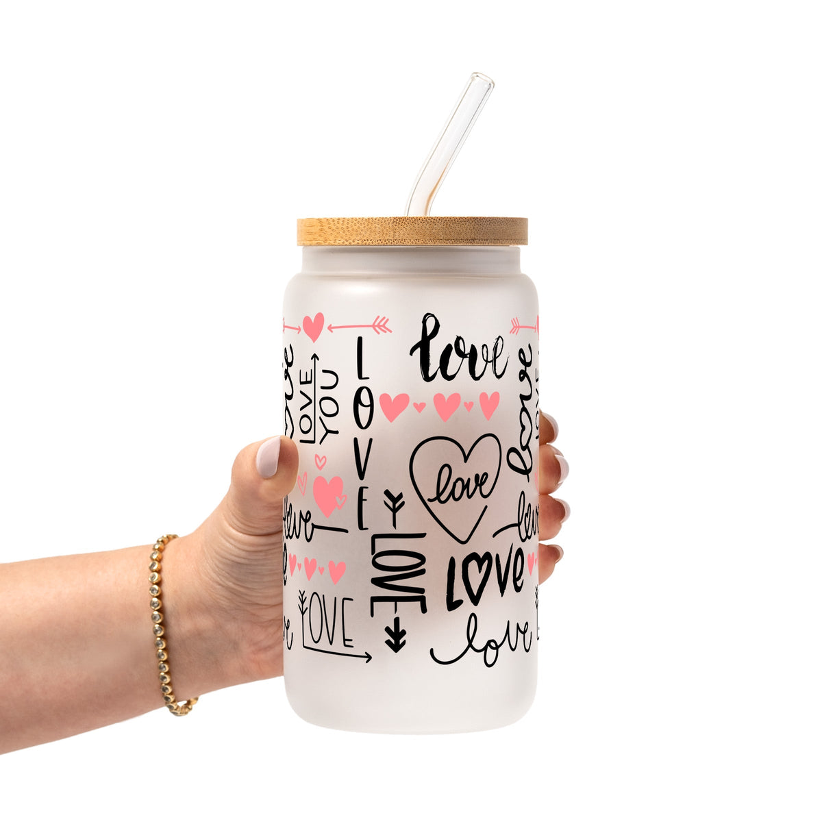 Love Script Glass Cups
