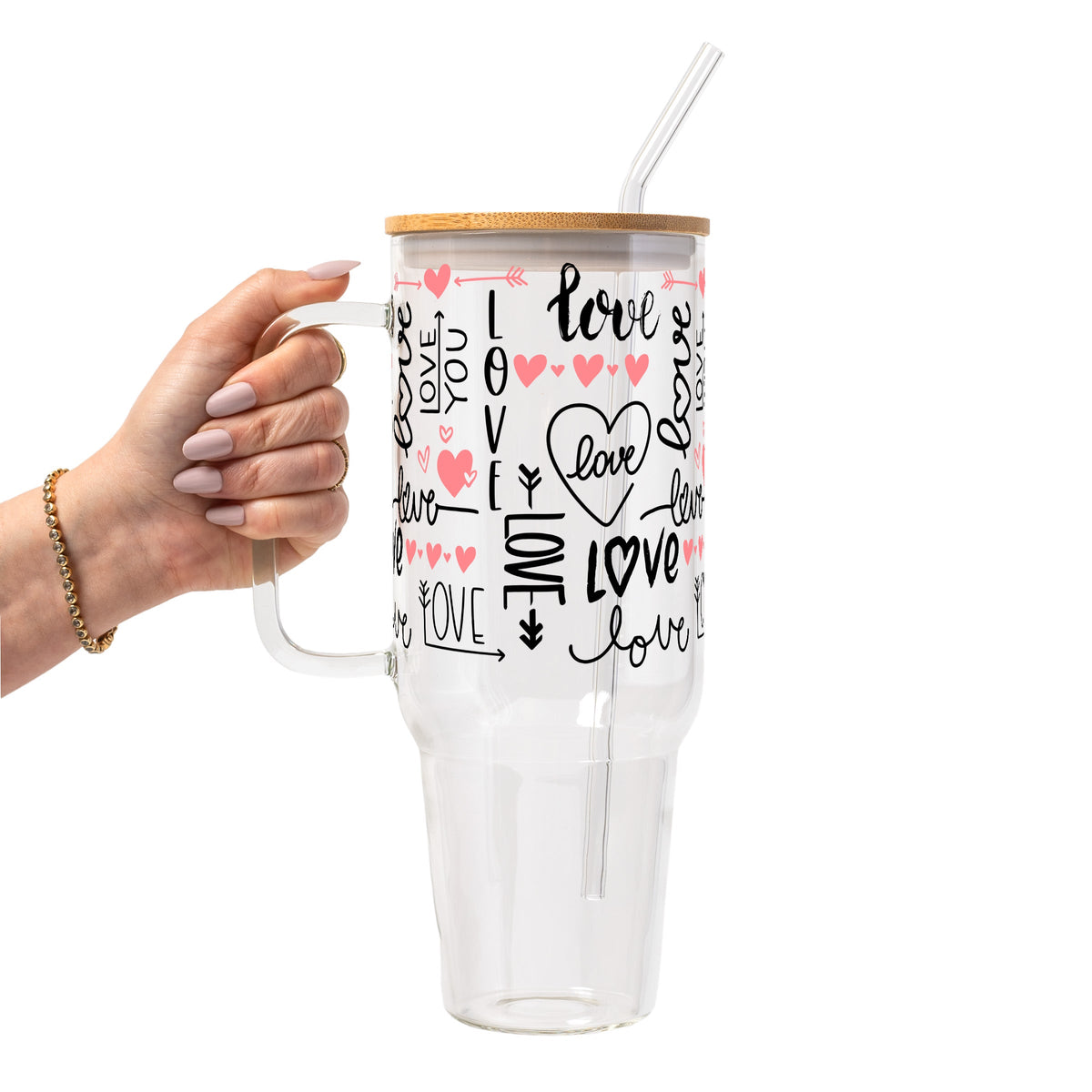 Love Script Glass Cups