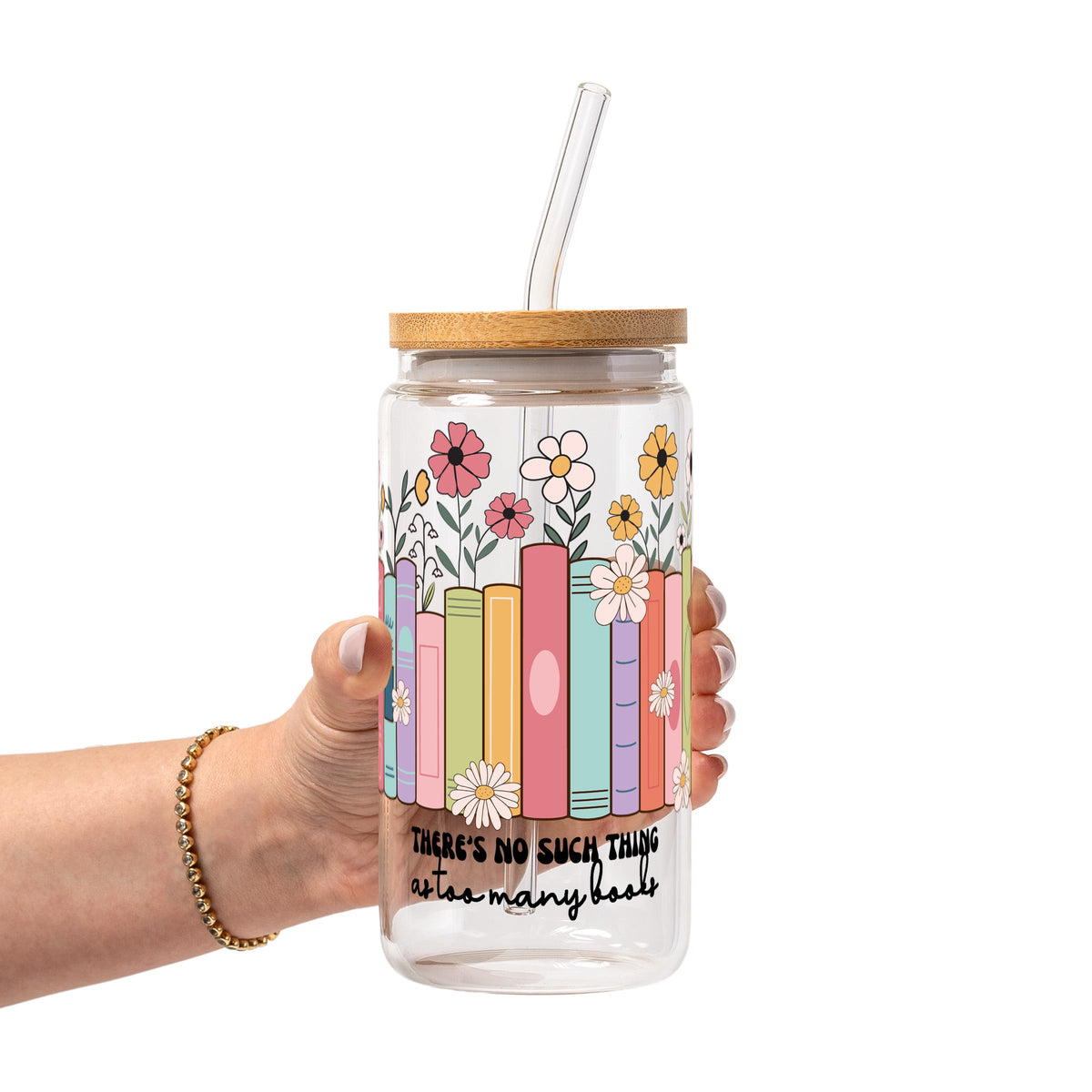 No Such Thing As Too Many Books Glass Cups