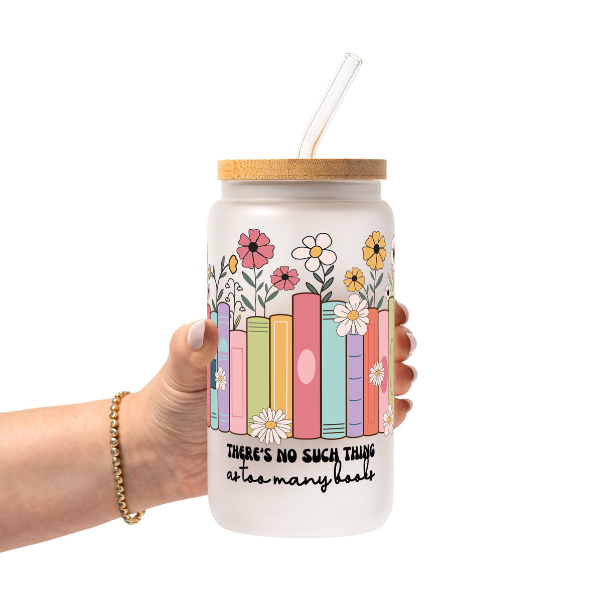 No Such Thing As Too Many Books Glass Cups