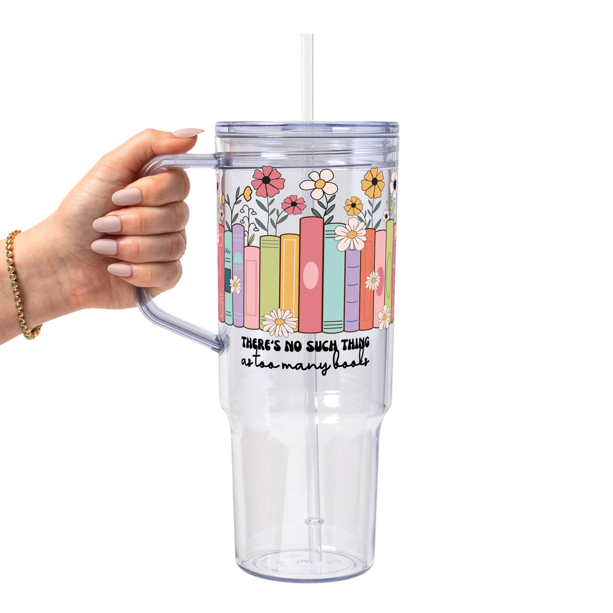 No Such Thing As Too Many Books Glass Cups