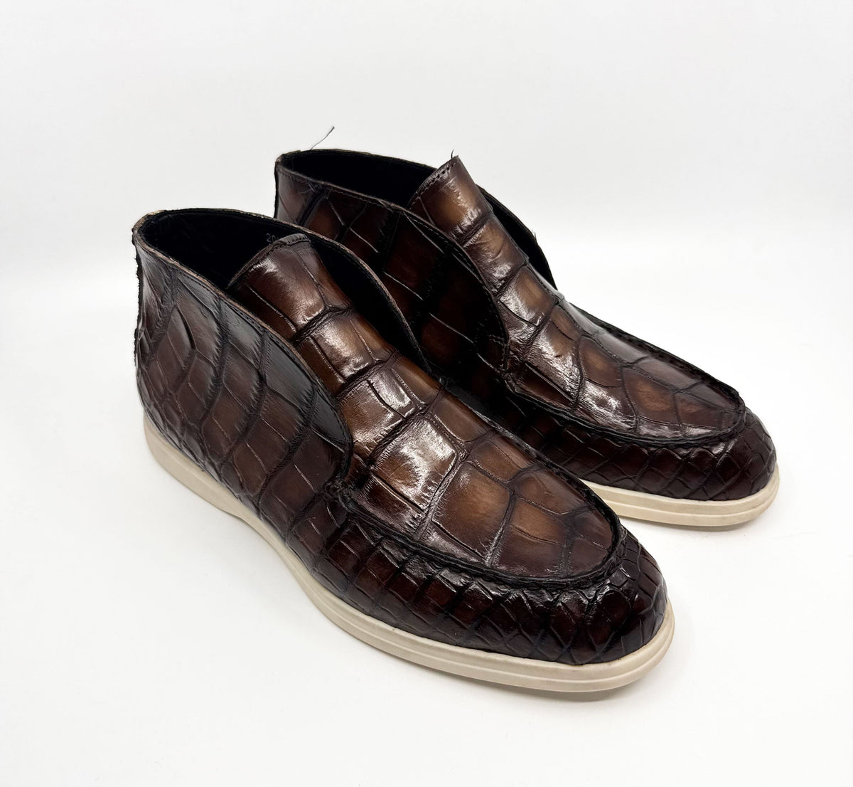 Zapato Maurice Nashville de cocodrilo hecho a medida - Marrón