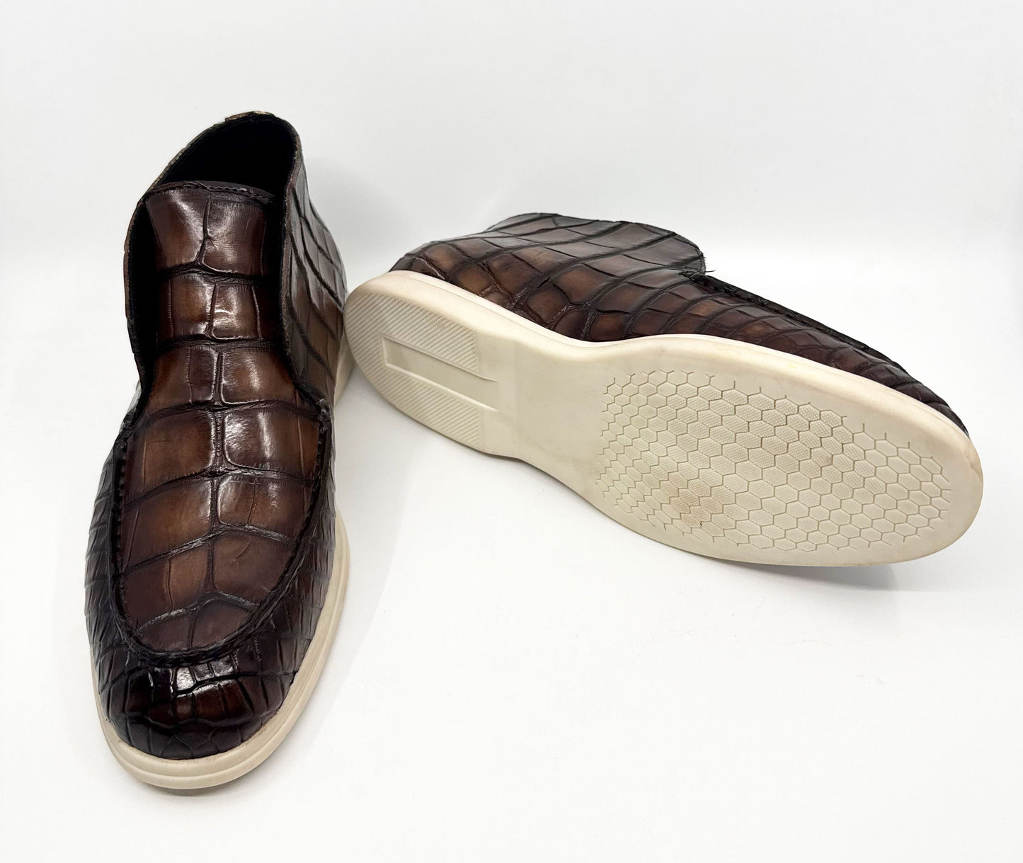 Zapato Maurice Nashville de cocodrilo hecho a medida - Marrón