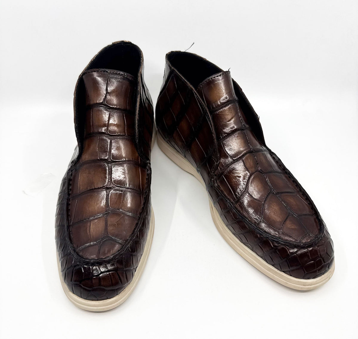 Zapato Maurice Nashville de cocodrilo hecho a medida - Marrón