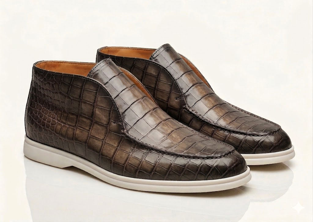 Zapato Maurice Nashville de cocodrilo hecho a medida - Marrón