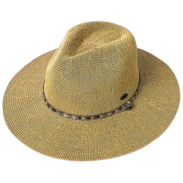 C.C Rhinestone Bugle Bead Trim Panama Hat