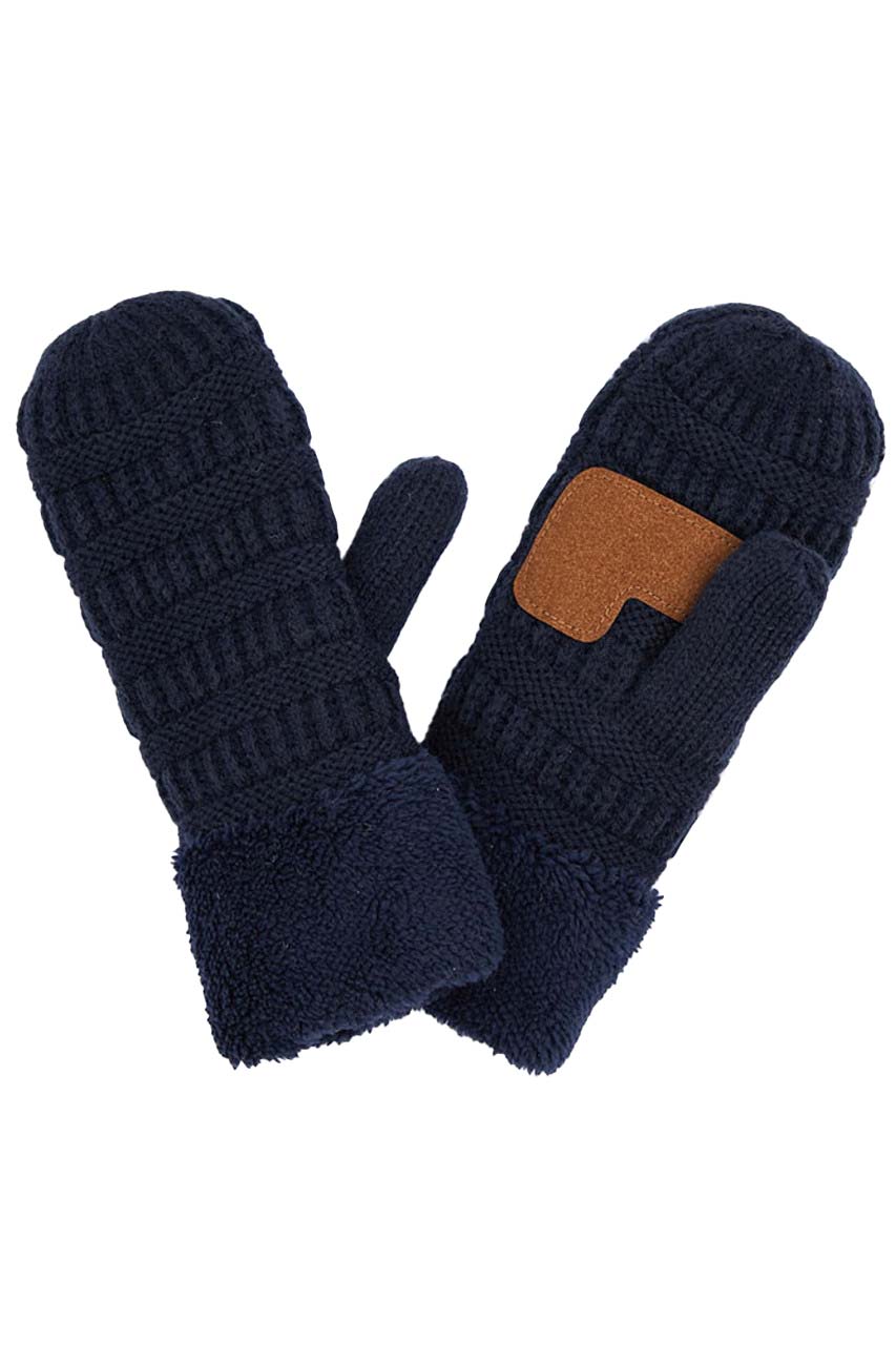 C.C Solid Color Knitted Mitten Gloves
