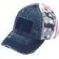 C.C Women's American Flag Mesh Back Trucker Hat Ponytail Cap 4th of July