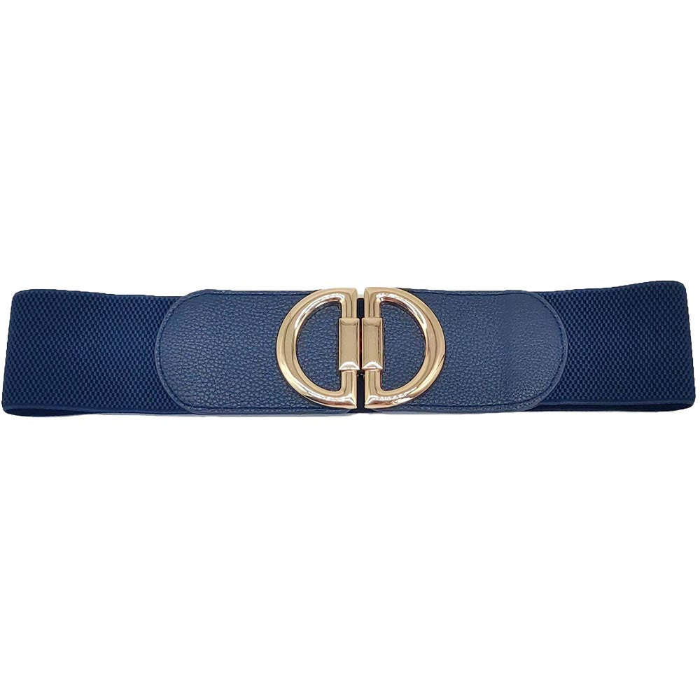 Double Half Open Circle Buckle Stretch Belt