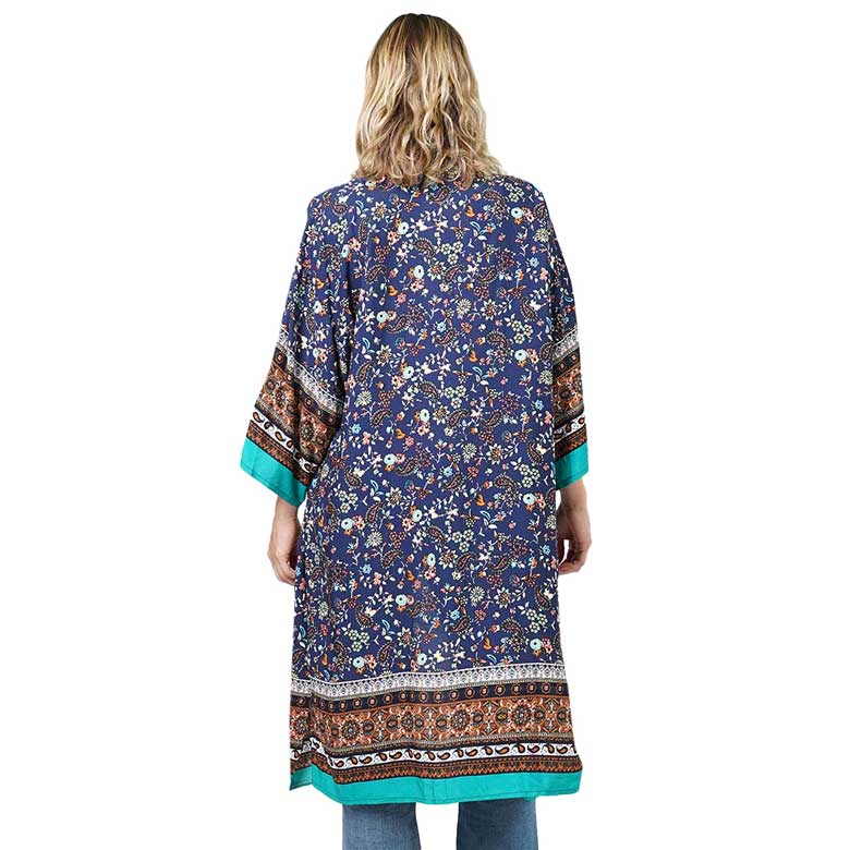 Floral Patterned Cover Up Kimono Poncho