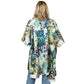 Floral Patterned Satin Cover Up Kimono Poncho