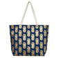 Metallic Pineapple Patterned Beach Tote Bag