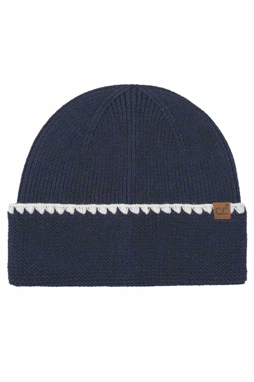 C.C Solid with Stitch Lined Cuff Beanie Winter Hat
