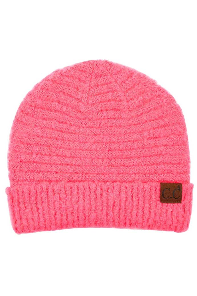 C.C Solid Boucle Yarn Beanie Hat with Cuff