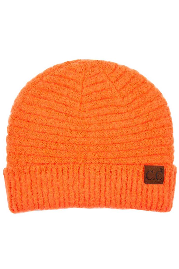 C.C Solid Boucle Yarn Beanie Hat with Cuff