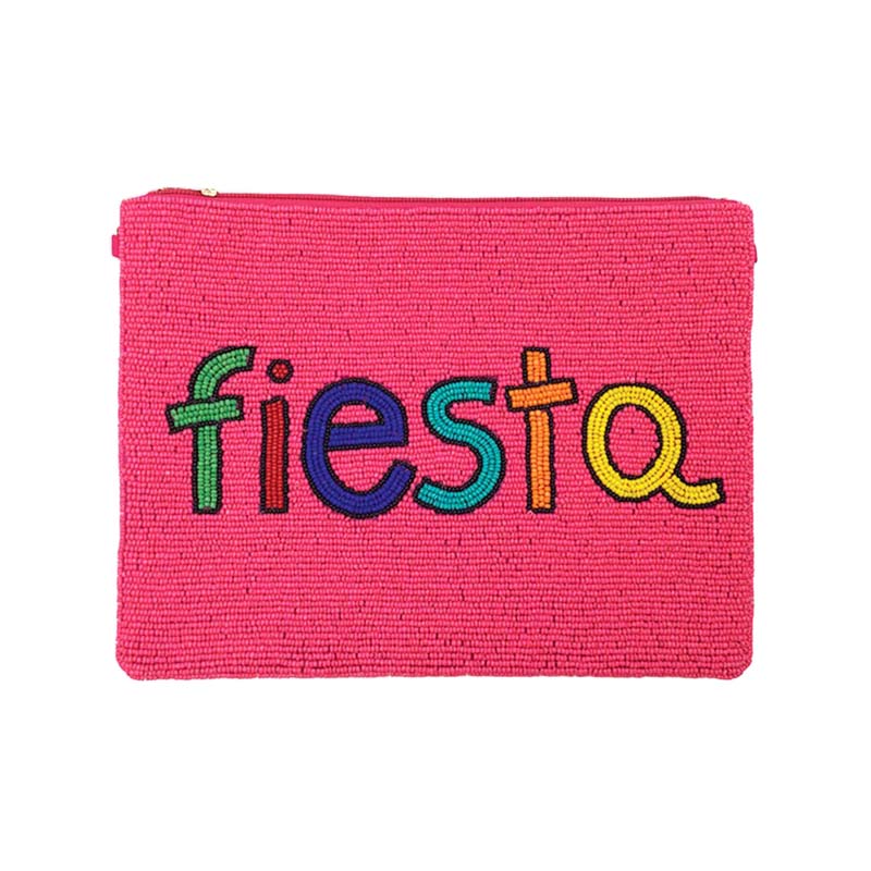 Fiesta Seed Beaded Message Clutch Crossbody Bag
