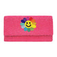 Smile Flower Accented Seed Beaded Clutch Crossbody Bag