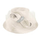 Rhinestone Embellished Feather Accented Mesh Bow Dressy Hat