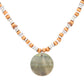 Wood Heishi Beaded Abalone Pendant Necklace
