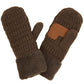 C.C Solid Color Knitted Mitten Gloves