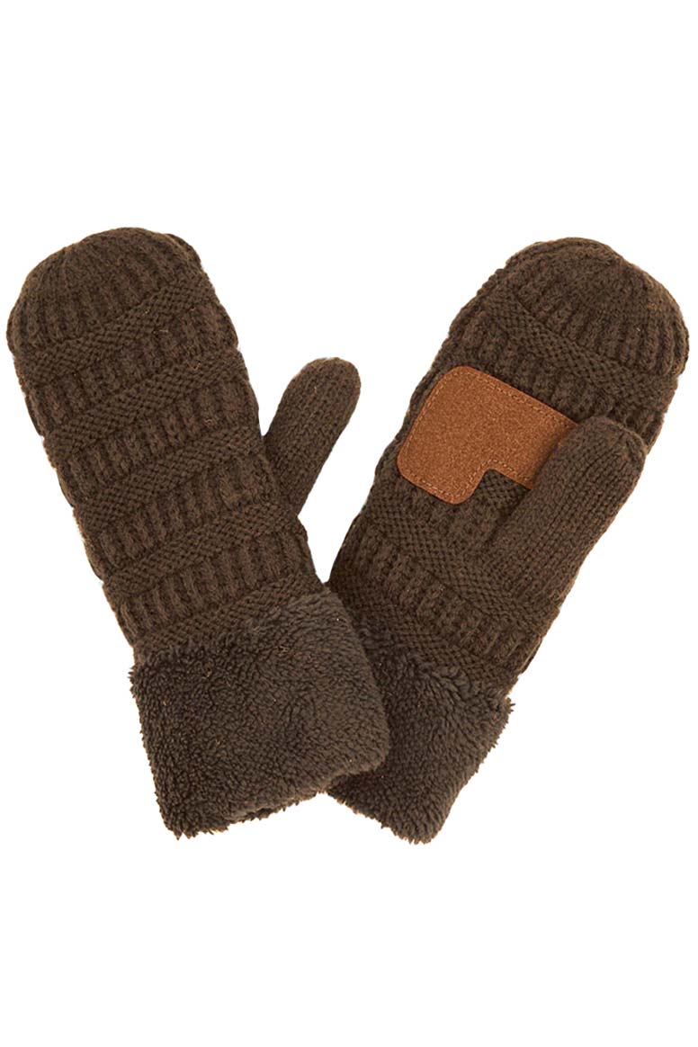 C.C Solid Color Knitted Mitten Gloves