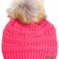 C.C Solid Ribbed Knit Beanie with Pom