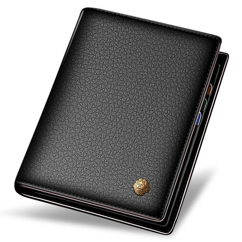 Men's Blue First Layer Cowhide Vertical Korean Men's Wallets