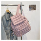Women's Commuter Large Capacity Lightweight Fluffy Plaid Backpacks