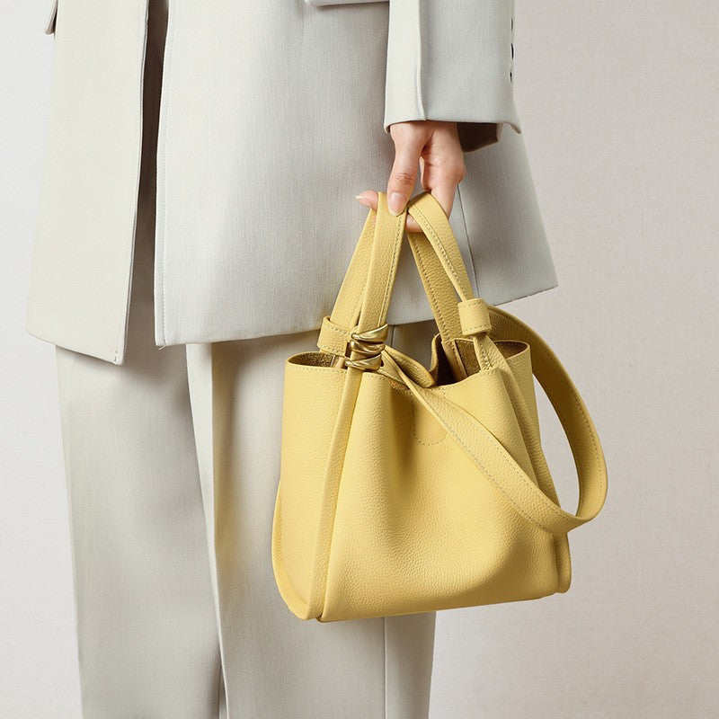 Niche Designer Genuine Leather Portable Vegetable Bags