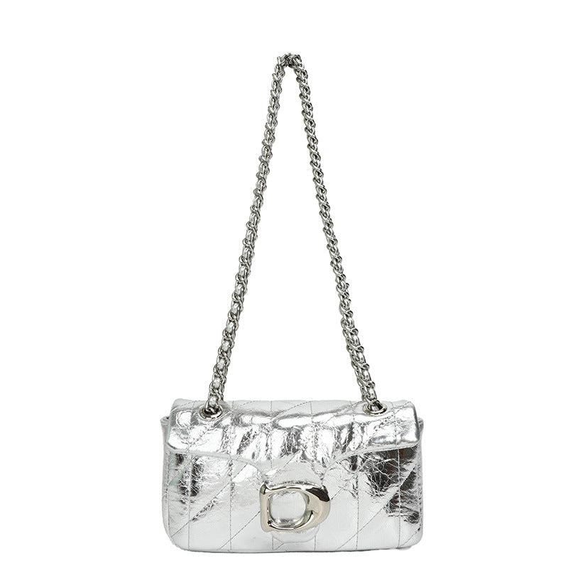 Women's Chain High-grade Classic Style Burst Leather Small Square Bags