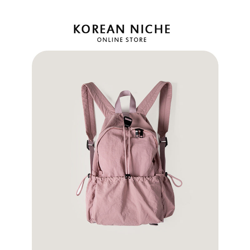 Design Drawstring Ruffle Lightweight Nylon Leisure Backpacks