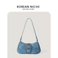 Women's Retro Canvas Stitching Underarm High-quality Portable Shoulder Bags