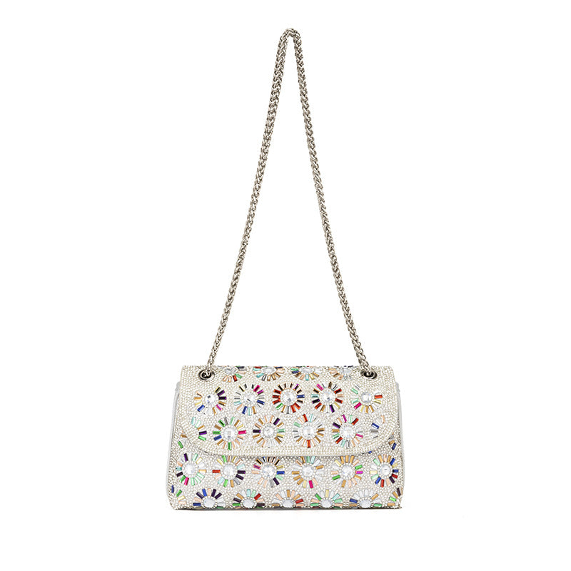 Women's Diamond Party Dinner Fashion Sunflower Shiny Shoulder Bags