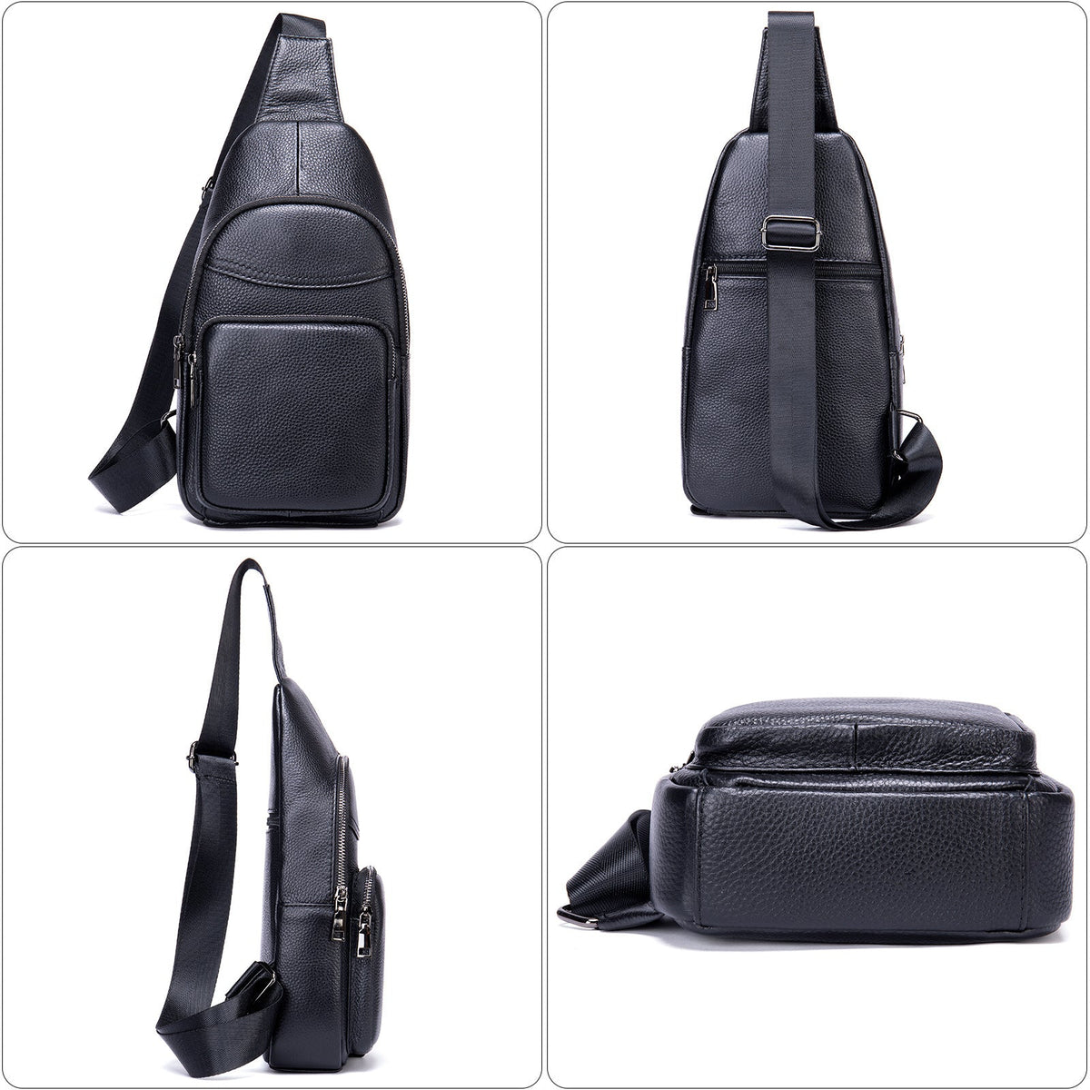 Men's Leather First Layer Trendy Large Capacity Men's Chest Bags