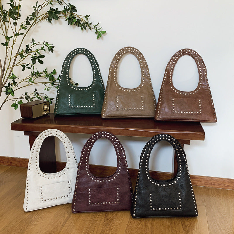 Fashion Motorcycle Oil Wax Leather Simple Waste Armpit Bags