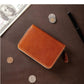 Men's Cowhide Short Genuine Vertical Zipper Green Purses